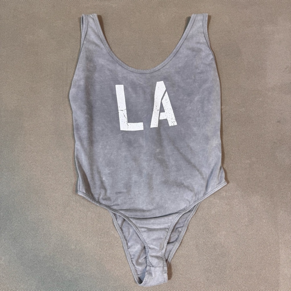 L.A. HEARTS Los Angeles LA Sleeveless Bodysuit Size Large Gray Stonewashed